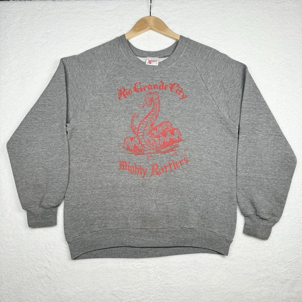 Vintage 80s Rio Grande City Fighting Rattlers Sweatshirt Snake - Large Fits Med.